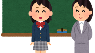 挨拶する女子高生