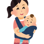赤ちゃんを抱っこするお母さん